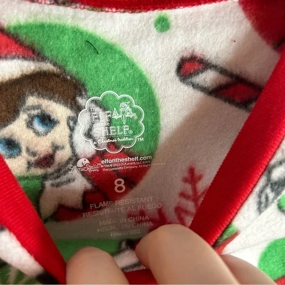 Elf on the Shelf Fleece Pajamas Sz 8 Kids NEW Christmas Red White Green